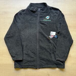 NWT Dunbrooke Miami Dolphins Flecce Full Zip Black Sweater NFL New Size Large